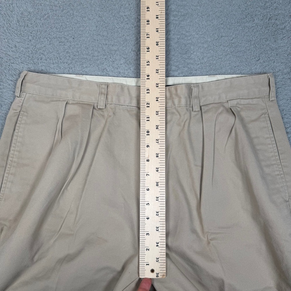 Polo Ralph Lauren Andrew Pant Mens 38x32 Tan Khaki Double Pleated Cotton Chinos - Picture 11 of 13